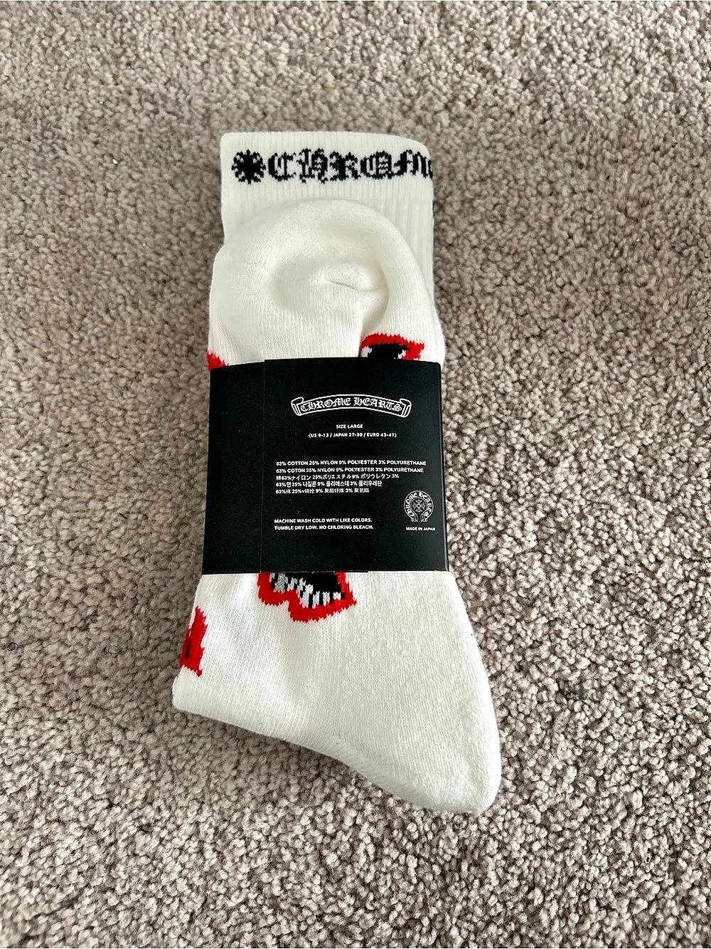 Chrome Hearts x Matty Boy Chomper Socks Graphic Crew Socks White & Black